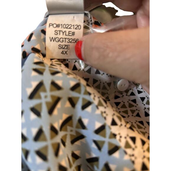 NYDJ Women's Sleeveless Pintuck Blouse, Geometric Print, Plus Size 4X NWT - Picture 4 of 5